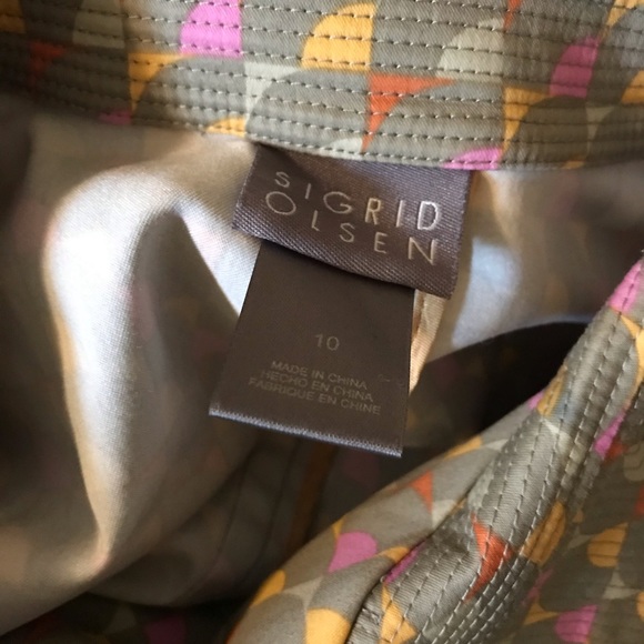 Sigrid Olsen Beige Jacket with Pink and Yellow Geometric Print - Picture 6 of 6